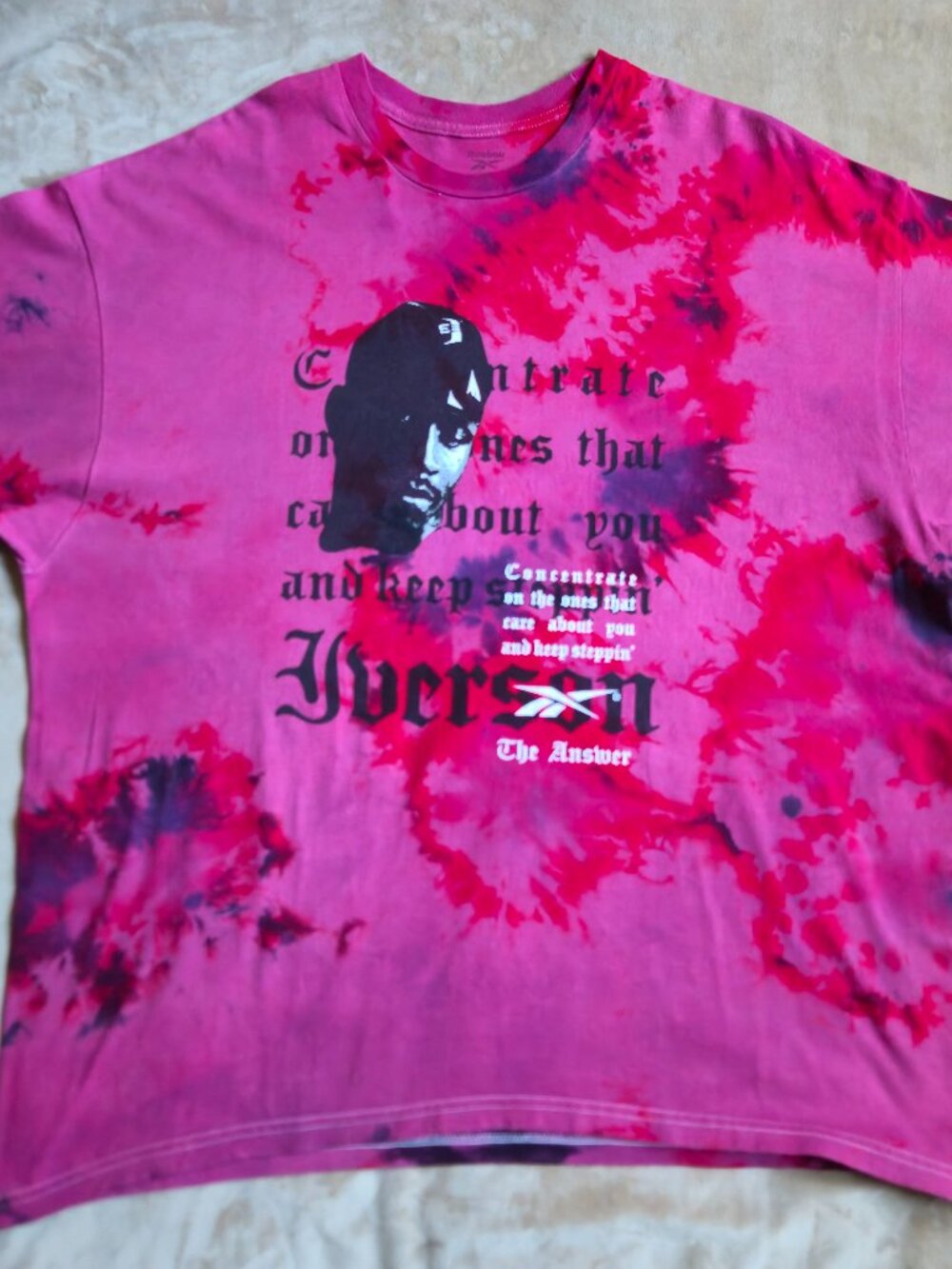 Reebok Allen Iverson The Answer Tie Dye Graphic T-Shirt Pink Men's 2XL BI0335